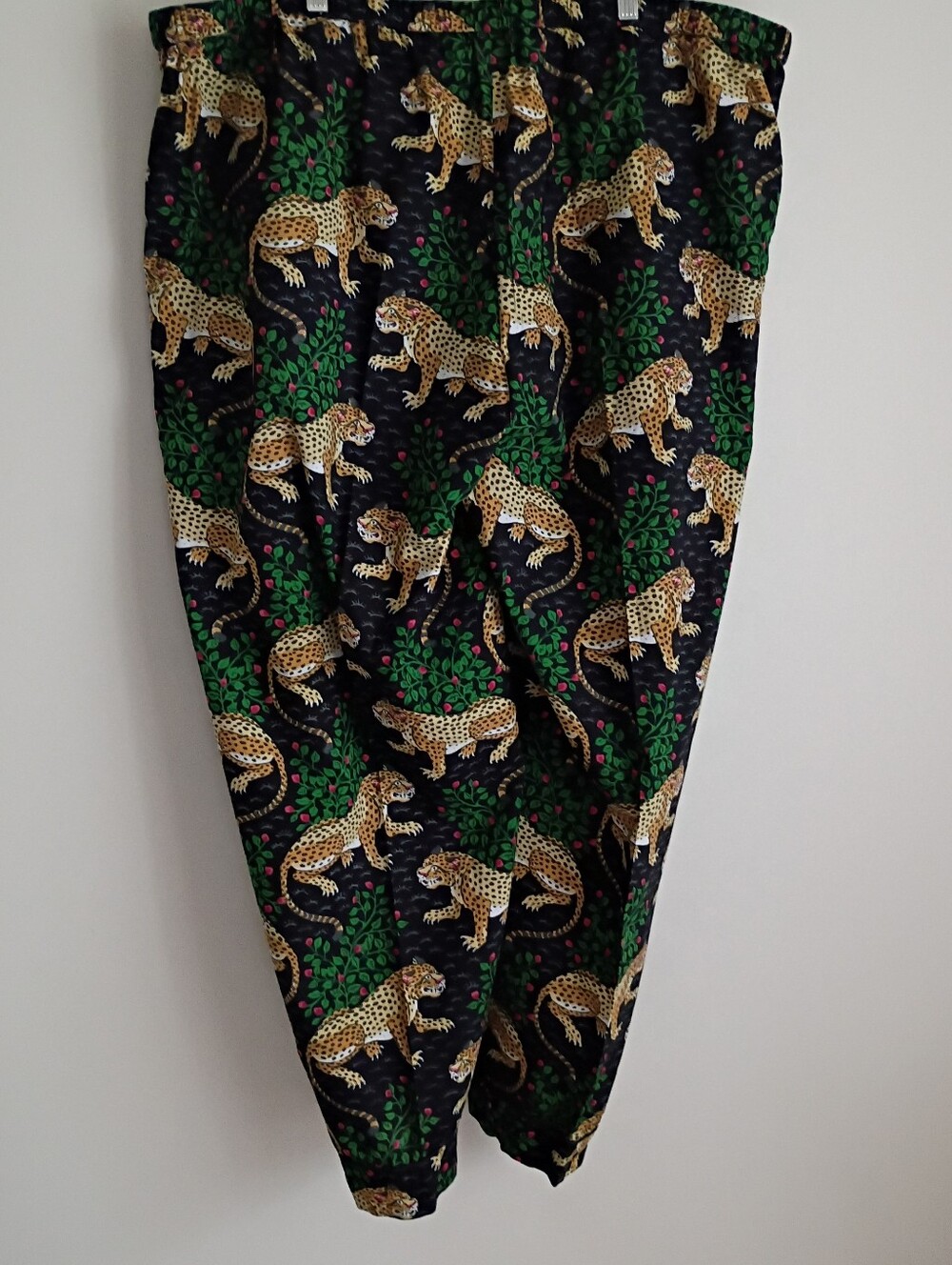 Printfresh Bagheera Leopard Pajama Lounge Pants Green Organic Cotton Preppy Boho - Picture 4 of 8